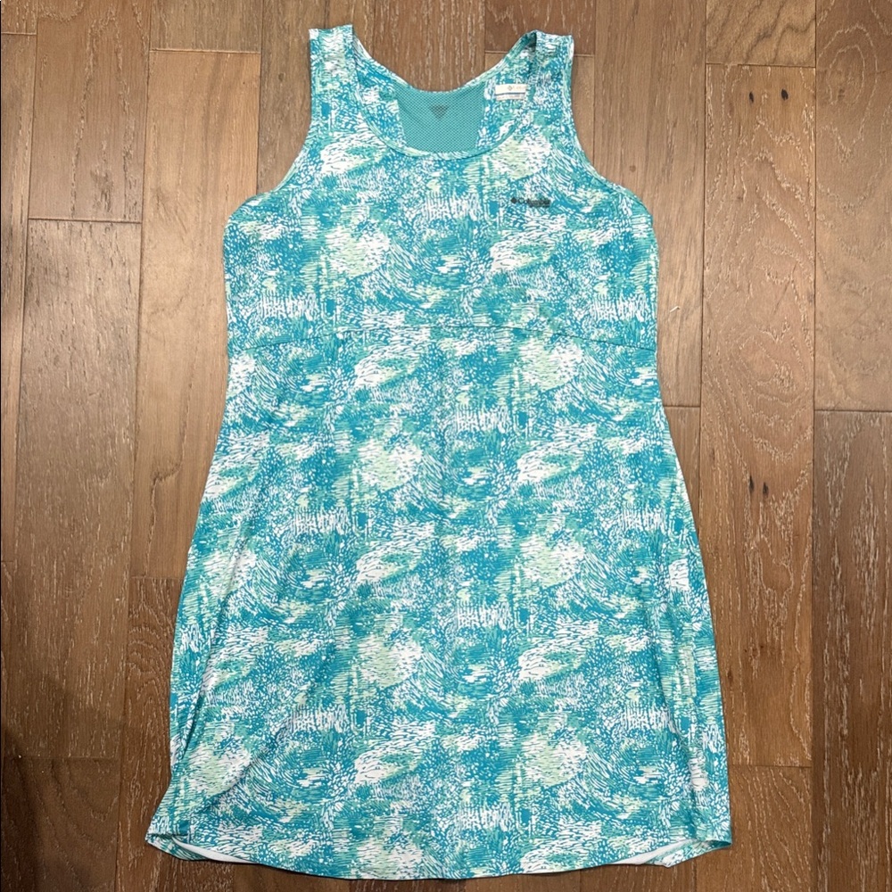 Columbia Aqua & White Printed Tank Dress